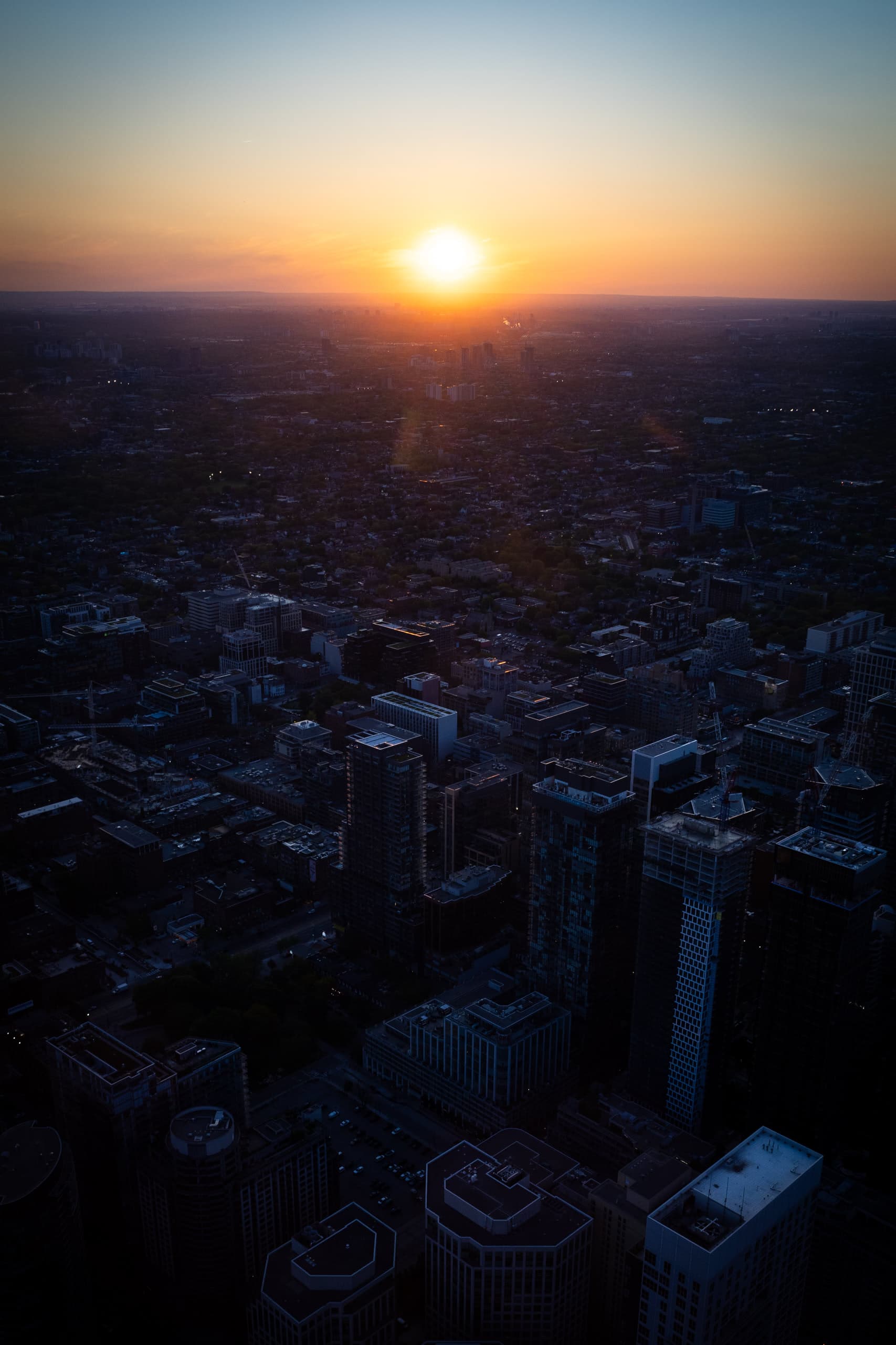 Sunset over Toronto from above