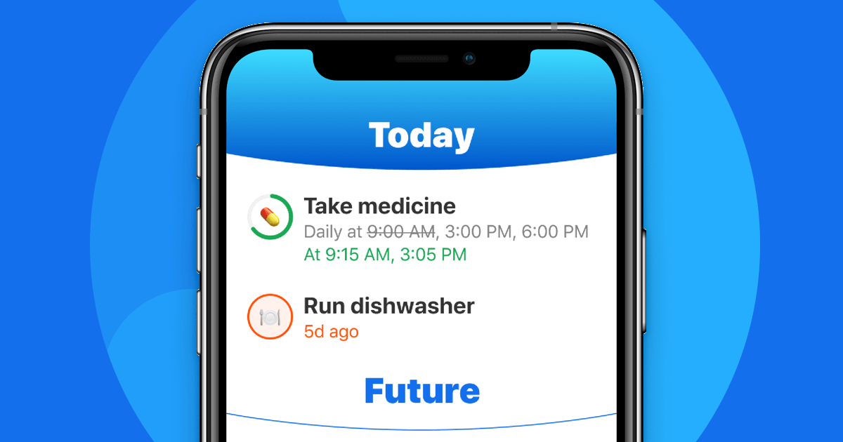 A mock up of a phone with the home screen of the Sometime app