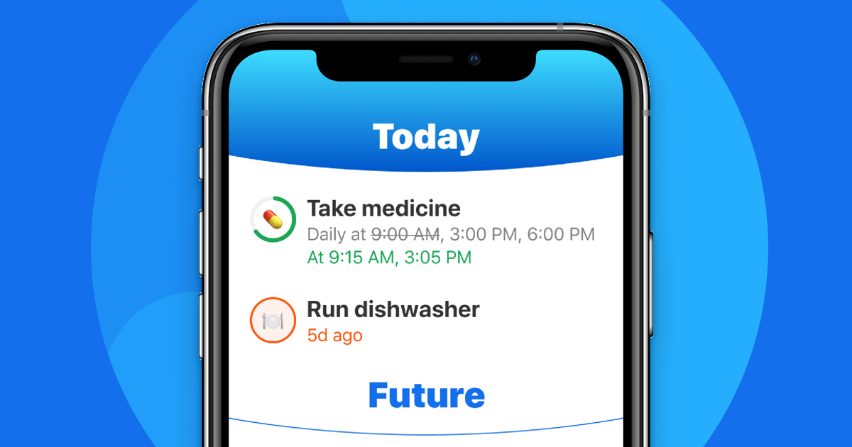 A mock up of a phone with the home screen of the Sometime app